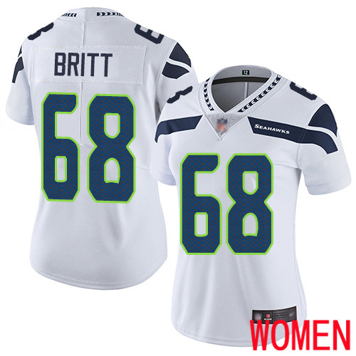 Seattle Seahawks Limited White Women Justin Britt Road Jersey NFL Football #68 Vapor Untouchable->women nfl jersey->Women Jersey